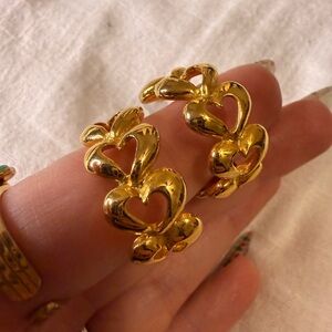 Gold Heart-Shaped Women's Earrings